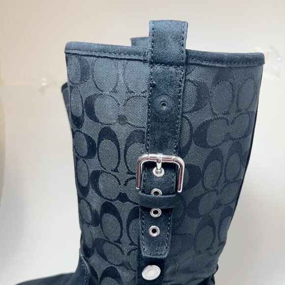 Coach Womens 7.5 Tulip Signature Leather Black Patterned Boots - Picture 9 of 16
